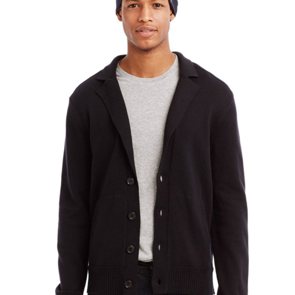 ARMANI STRIPED-SHOULDERS Cardigan Sweater (BLACK)